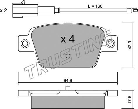 Trusting 332.1 - Тормозные колодки, дисковые, комплект autospares.lv