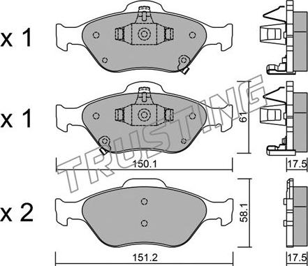 Trusting 325.1 - Тормозные колодки, дисковые, комплект autospares.lv