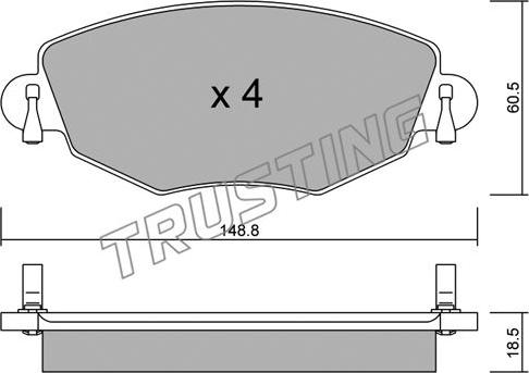 Trusting 327.0 - Тормозные колодки, дисковые, комплект autospares.lv