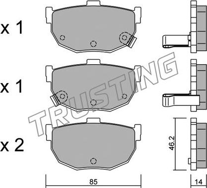 Trusting 371.0 - Тормозные колодки, дисковые, комплект autospares.lv