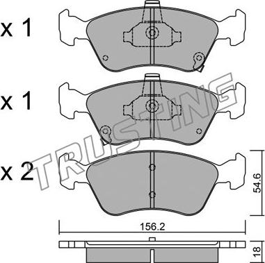 Trusting 296.0 - Тормозные колодки, дисковые, комплект autospares.lv