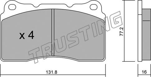 Trusting 297.1 - Тормозные колодки, дисковые, комплект autospares.lv