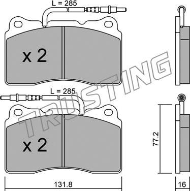 Trusting 297.2 - Тормозные колодки, дисковые, комплект autospares.lv