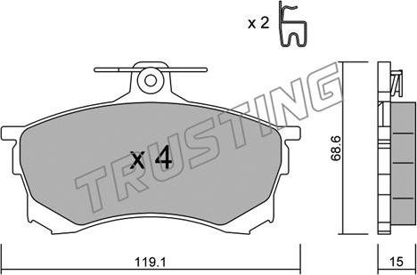 Trusting 259.0 - Тормозные колодки, дисковые, комплект autospares.lv