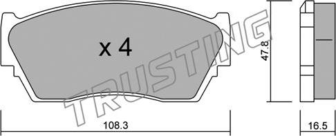 Trusting 255.0 - Тормозные колодки, дисковые, комплект autospares.lv