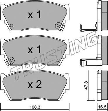 Trusting 255.1 - Тормозные колодки, дисковые, комплект autospares.lv