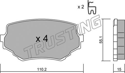 Trusting 258.0 - Тормозные колодки, дисковые, комплект autospares.lv