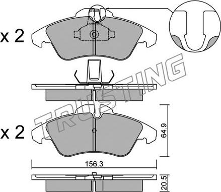 Trusting 265.1 - Тормозные колодки, дисковые, комплект autospares.lv