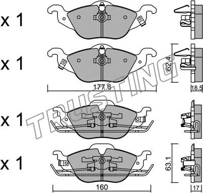 Trusting 266.0 - Тормозные колодки, дисковые, комплект autospares.lv