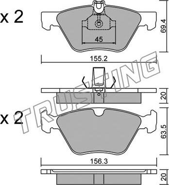 Trusting 261.0 - Тормозные колодки, дисковые, комплект autospares.lv