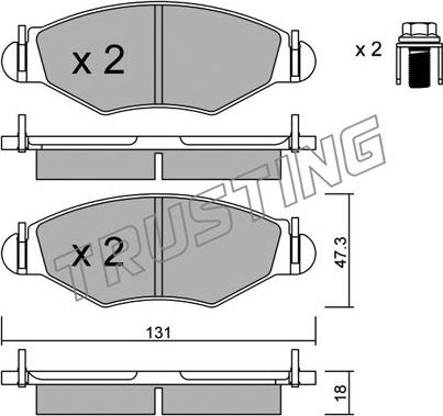 Trusting 263.0 - Тормозные колодки, дисковые, комплект autospares.lv