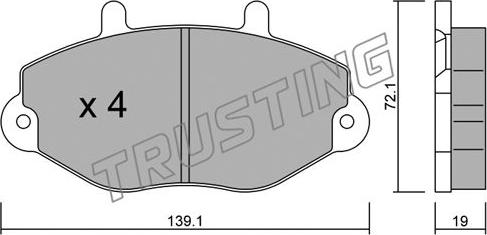 Trusting 202.0 - Тормозные колодки, дисковые, комплект autospares.lv