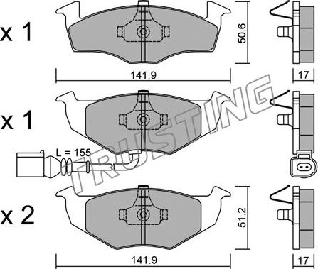 Trusting 215.3 - Тормозные колодки, дисковые, комплект autospares.lv