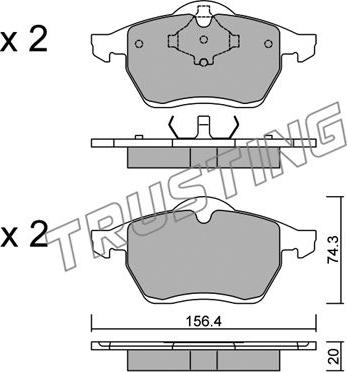 Trusting 288.0 - Тормозные колодки, дисковые, комплект autospares.lv