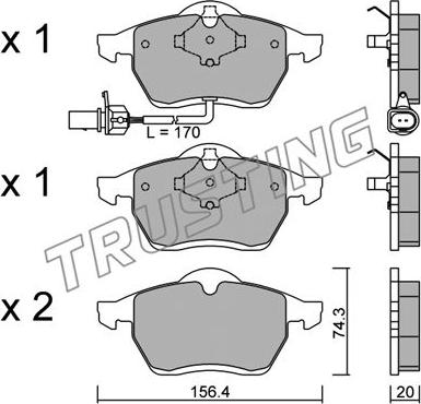 Trusting 288.1 - Тормозные колодки, дисковые, комплект autospares.lv