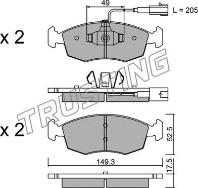 Trusting 283.4 - Тормозные колодки, дисковые, комплект autospares.lv