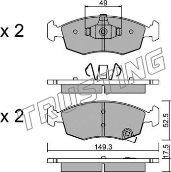 Trusting 283.5 - Тормозные колодки, дисковые, комплект autospares.lv