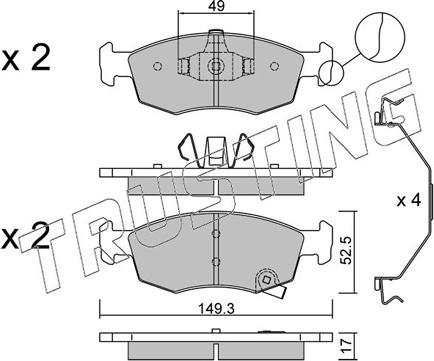 Trusting 283.6 - Тормозные колодки, дисковые, комплект autospares.lv