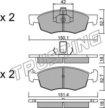 Trusting 283.2 - Тормозные колодки, дисковые, комплект autospares.lv