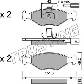 Trusting 282.1 - Тормозные колодки, дисковые, комплект autospares.lv