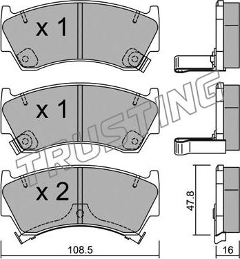 Trusting 287.0 - Тормозные колодки, дисковые, комплект autospares.lv