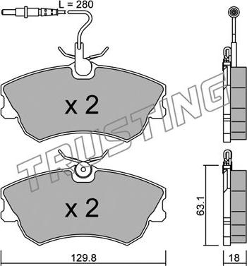 Trusting 231.0 - Тормозные колодки, дисковые, комплект autospares.lv