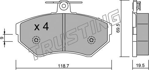 Trusting 224.0 - Тормозные колодки, дисковые, комплект autospares.lv