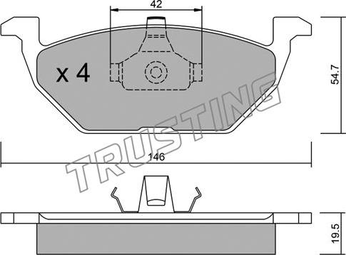 Trusting 220.0 - Тормозные колодки, дисковые, комплект autospares.lv