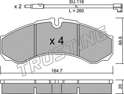 Trusting 221.7W - Тормозные колодки, дисковые, комплект autospares.lv