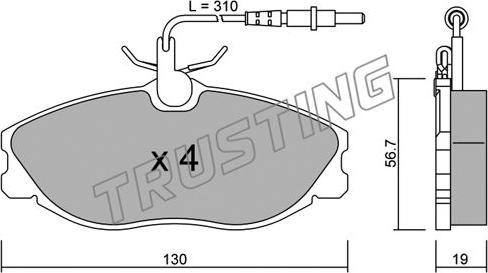 Trusting 223.0 - Тормозные колодки, дисковые, комплект autospares.lv