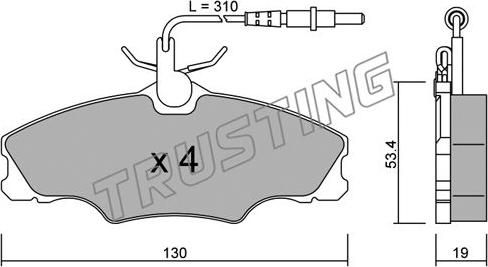 Trusting 222.0 - Тормозные колодки, дисковые, комплект autospares.lv