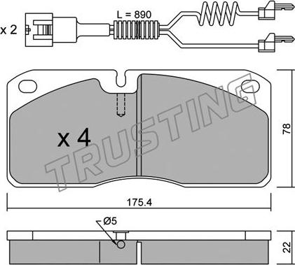 Trusting 278.3W - Тормозные колодки, дисковые, комплект autospares.lv
