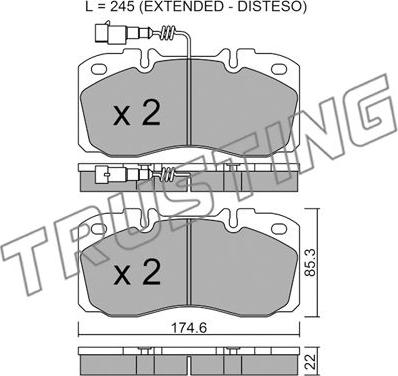 Trusting 277.5 - Тормозные колодки, дисковые, комплект autospares.lv