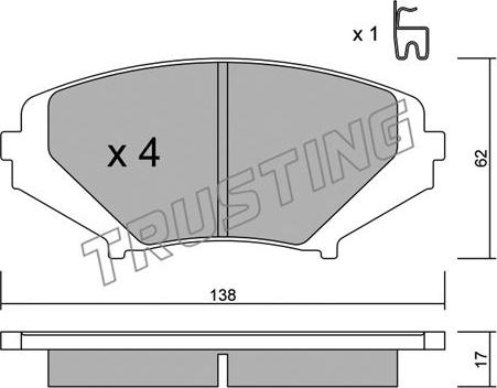 Trusting 748.0 - Тормозные колодки, дисковые, комплект autospares.lv