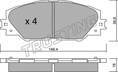 Trusting 764.0 - Тормозные колодки, дисковые, комплект autospares.lv