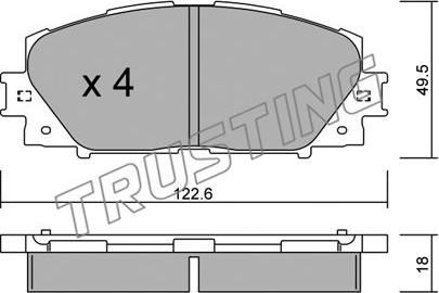 Trusting 761.0 - Тормозные колодки, дисковые, комплект autospares.lv