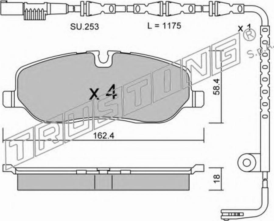 Trusting 7091W - Тормозные колодки, дисковые, комплект autospares.lv