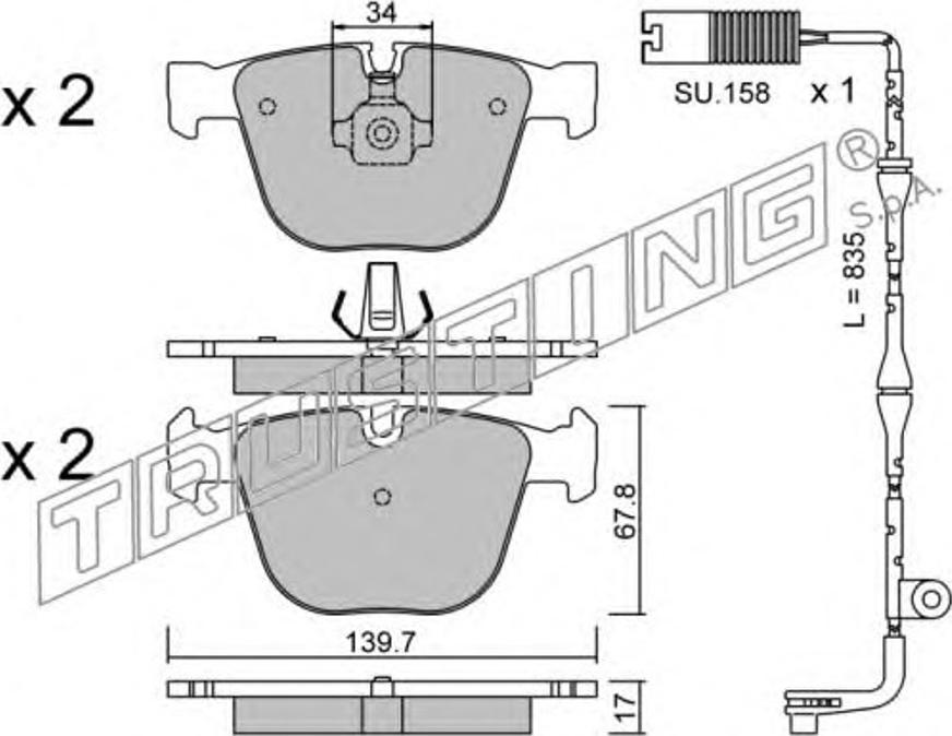 Trusting 789.2W - Тормозные колодки, дисковые, комплект autospares.lv