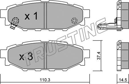 Trusting 780.0 - Тормозные колодки, дисковые, комплект autospares.lv