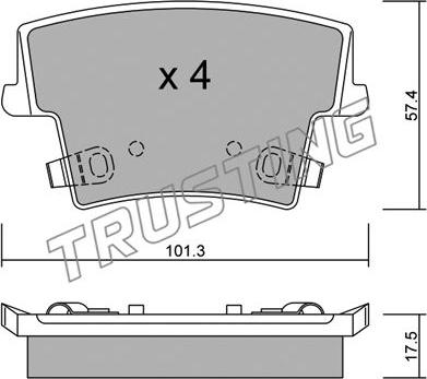 Trusting 734.0 - Тормозные колодки, дисковые, комплект autospares.lv