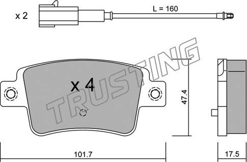 Trusting 721.1 - Тормозные колодки, дисковые, комплект autospares.lv