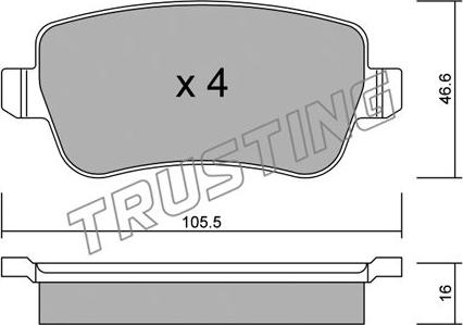 Trusting 722.0 - Тормозные колодки, дисковые, комплект autospares.lv