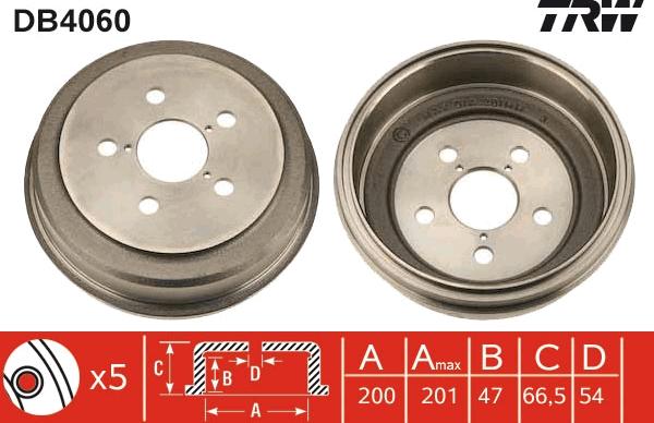 TRW DB4060 - Тормозной барабан autospares.lv