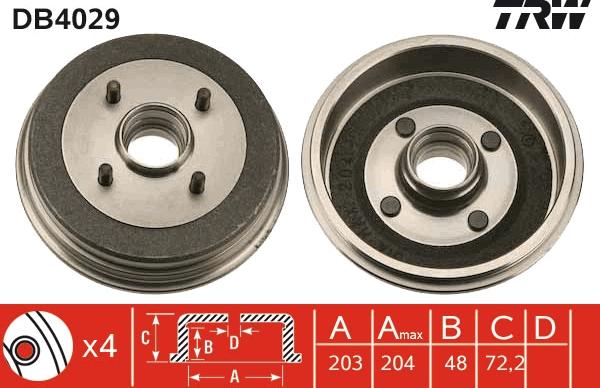 TRW DB4029 - Тормозной барабан autospares.lv