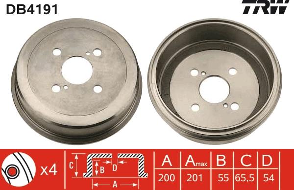 TRW DB4191 - Тормозной барабан autospares.lv