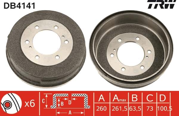 TRW DB4141 - Тормозной барабан autospares.lv