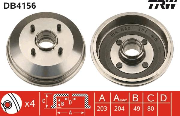 TRW DB4156 - Тормозной барабан autospares.lv