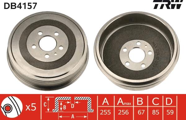 TRW DB4157 - Тормозной барабан autospares.lv