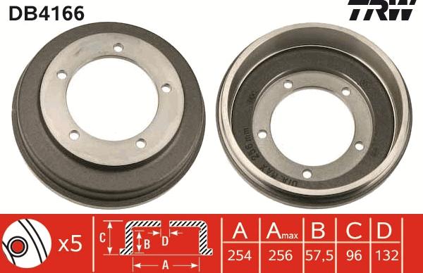 TRW DB4166 - Тормозной барабан autospares.lv