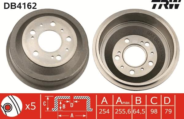 TRW DB4162 - Тормозной барабан autospares.lv